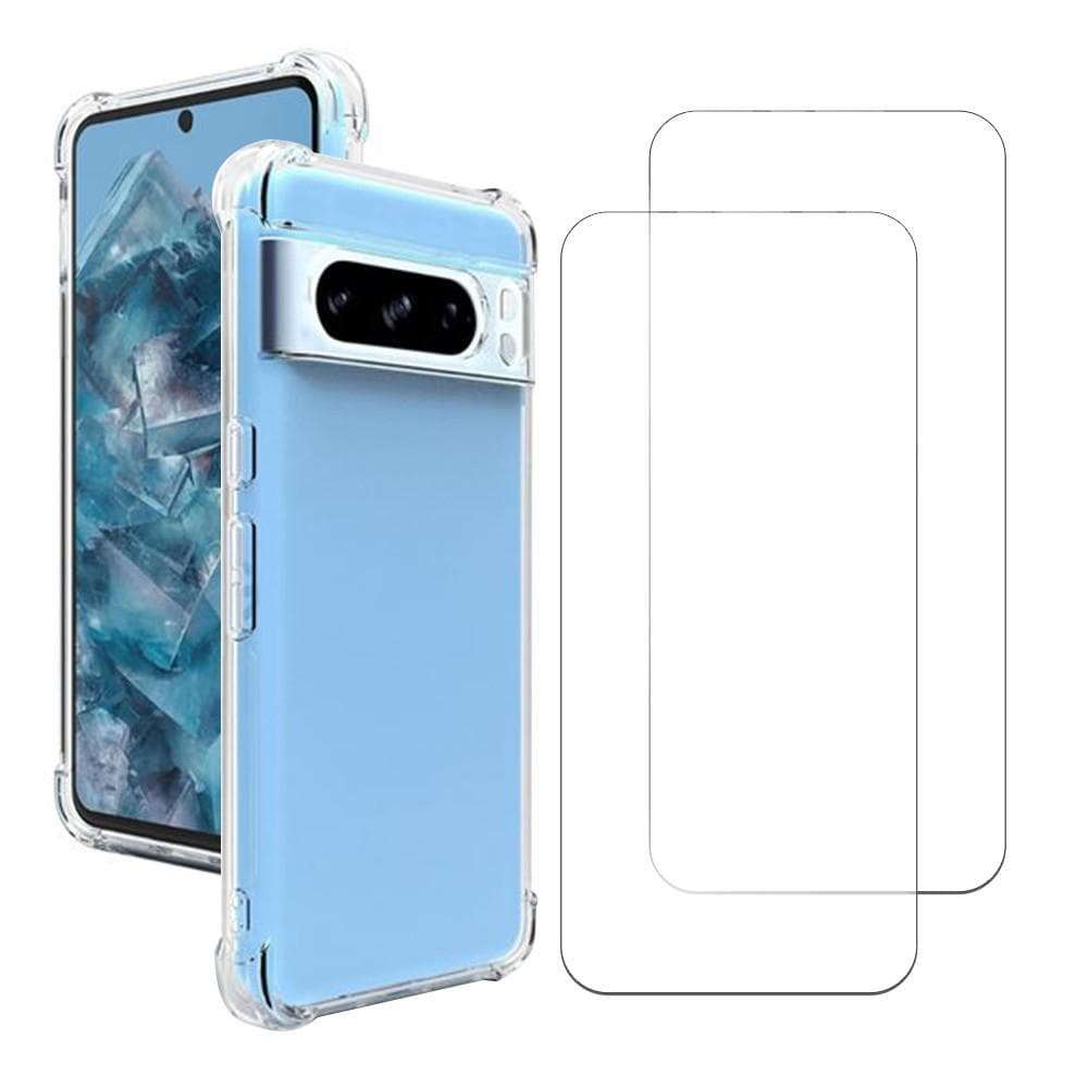 Case Google Pixel 8 Pro and 2 protective screens - TPU - Transparent