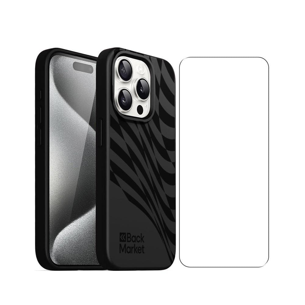 Back Market Case iPhone 16 Pro and protective screen - 100% Biodegradable - Black Wave