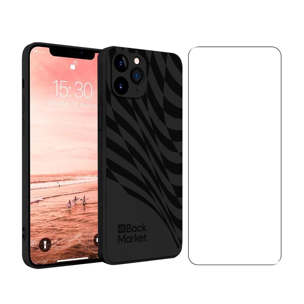 Back Market Case iPhone 11 Pro and protective screen - 100% Biodegradable - Black Wave