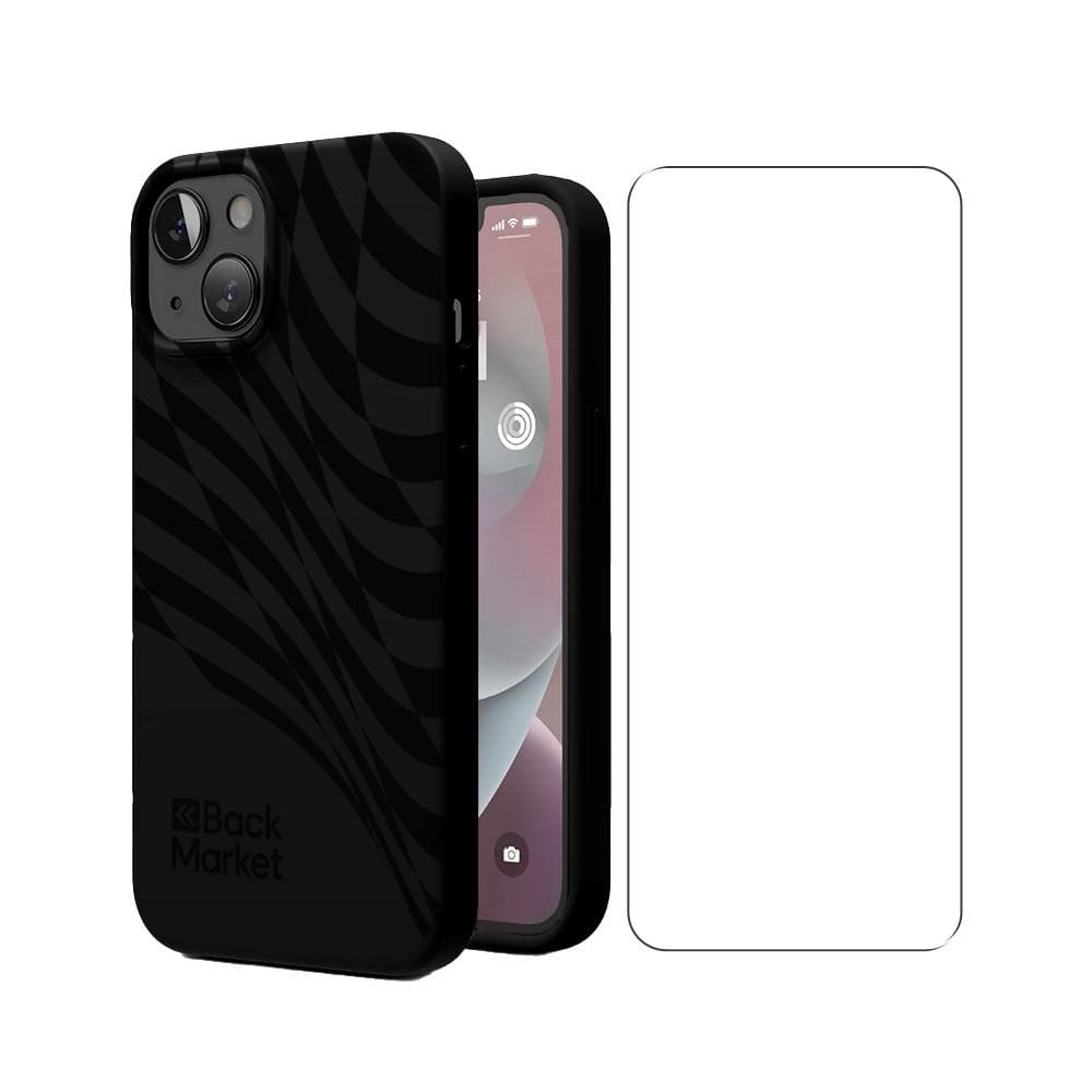 Back Market Case iPhone 14 and protective screen - 100% Biodegradable - Black Wave