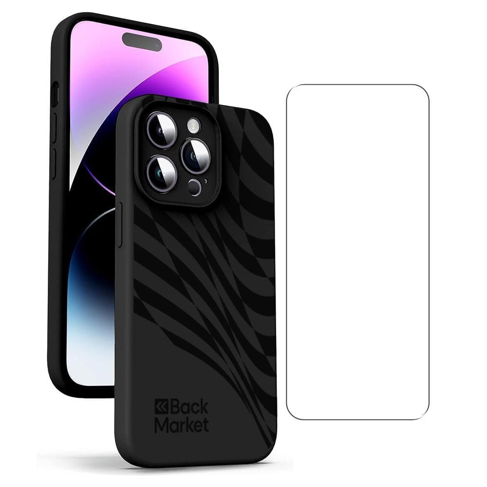 Back Market Case iPhone 14 Pro and protective screen - 100% Biodegradable - Black Wave