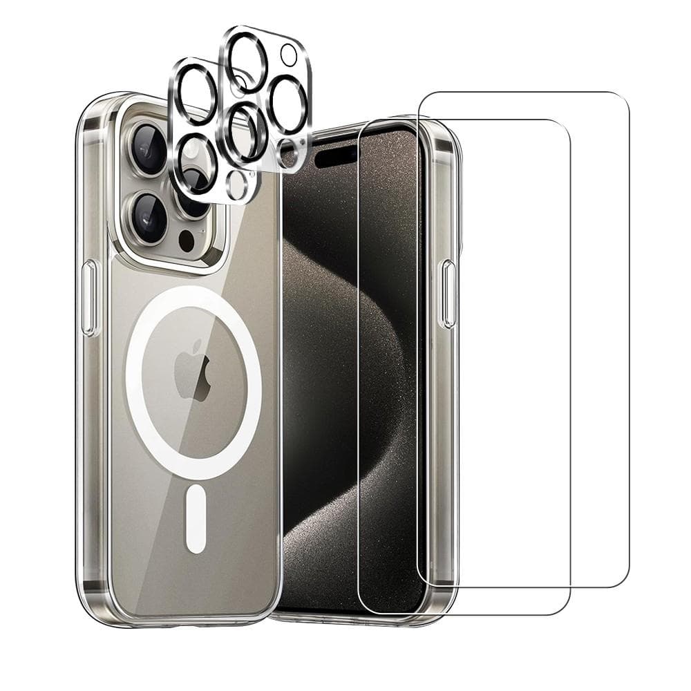 Case iPhone 15 Pro and 2 protective screens - TPU - Transparent