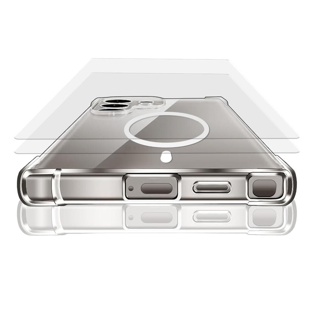 Case Galaxy S24 Ultra and 2 protective screens - TPU - Transparent