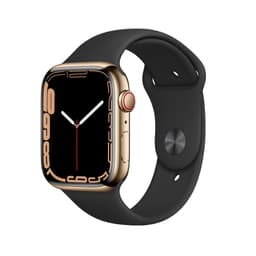 Apple Watch Series 7 (2021) GPS + Cellular 41 mm - Stainless steel Gold - Sport band Black