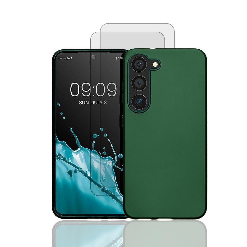 Case Galaxy S23+ and 2 protective screens - Silicone - Green