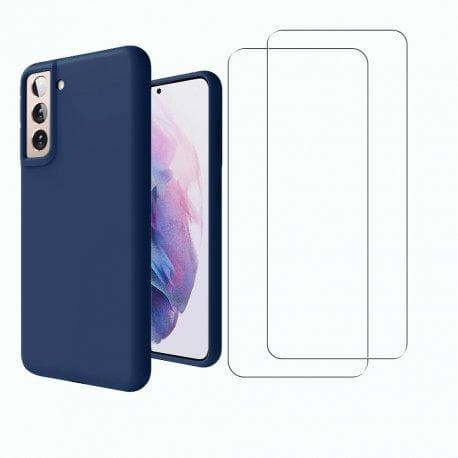 Case Galaxy S21 5G and 2 protective screens - TPU - Blue