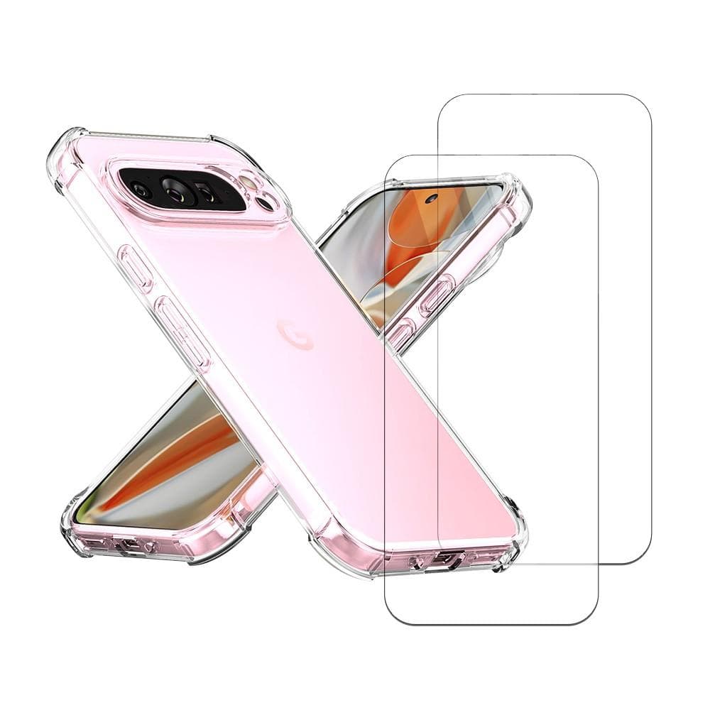 Case Pixel 9 Pro XL and 2 protective screens - TPU - Transparent