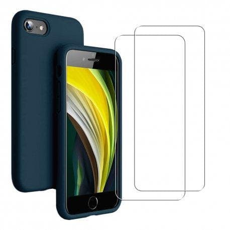 Case iPhone SE(2020/2022)/iPhone 8/7 and 2 protective screens - Silicone - Blue