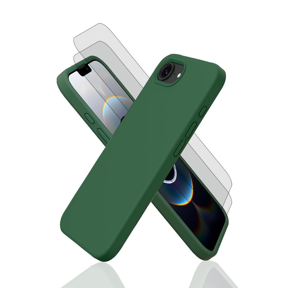 Case iPhone 16e and 2 protective screens - Silicone - Green