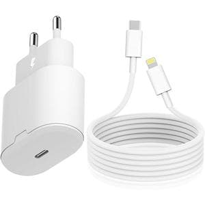 Cable and Wallplug (USB-C + Lightning) 25W - Evetane