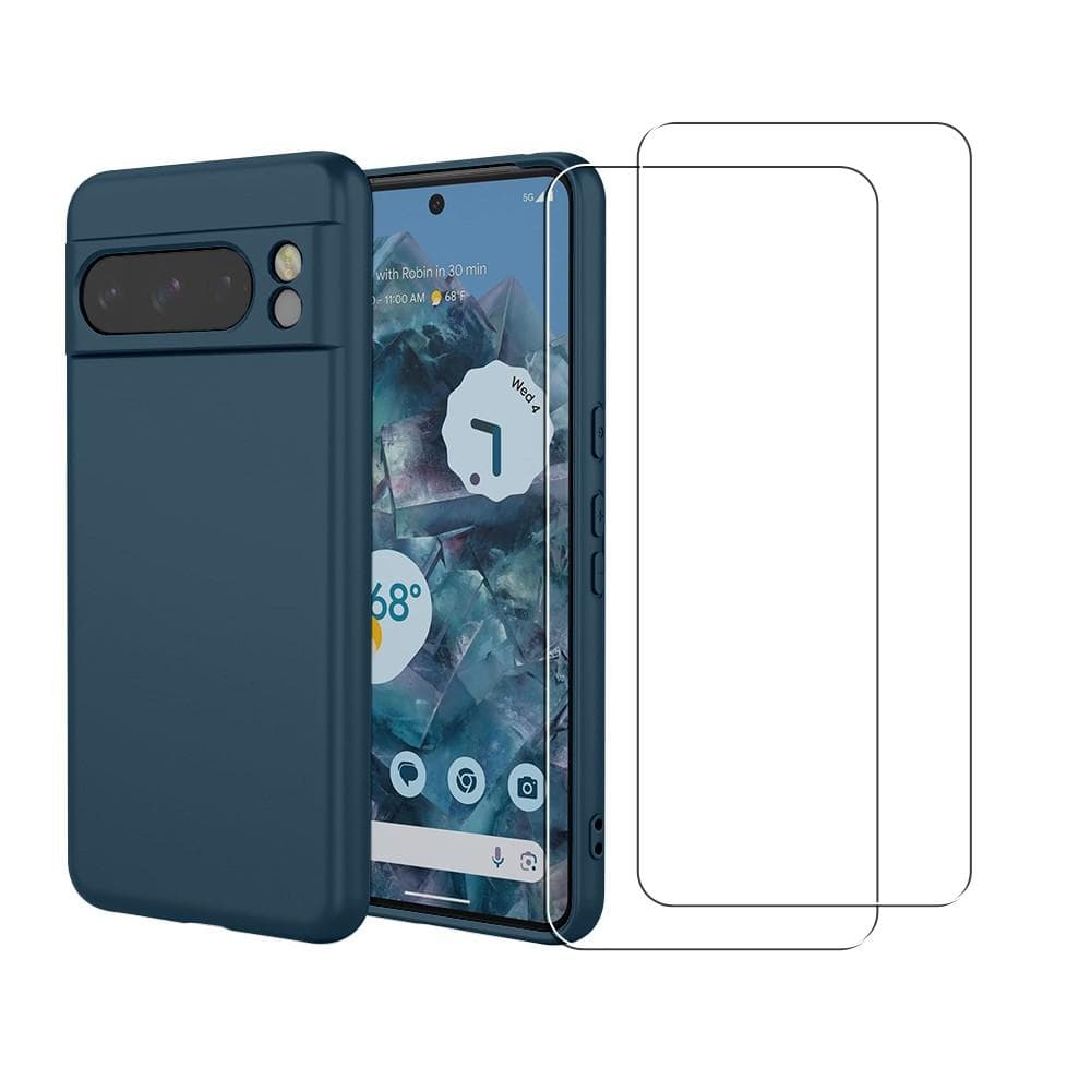 Case Google Pixel 8 Pro and 2 protective screens - Silicone - Blue