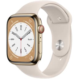 Apple Watch Series 8 (2022) GPS + Cellular 41 mm - Stainless steel Gold - Sport band Starlight