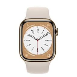Apple Watch Series 7 (2021) GPS + Cellular 45 mm - Stainless steel Gold - Sport band Starlight