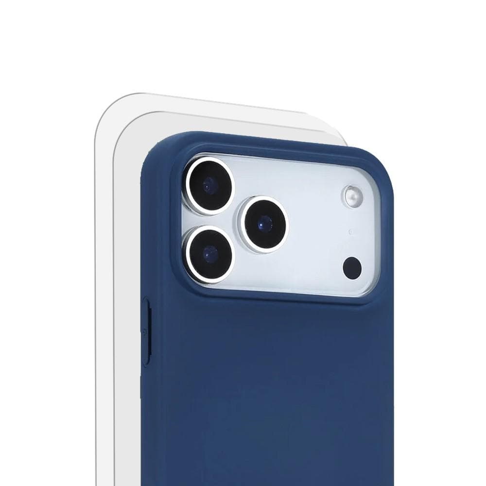 Case iPhone 17 Pro and 2 protective screens - Silicone - Blue