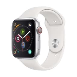 Apple Watch Series 4 (2018) GPS + Cellular 44 mm - Stainless steel Silver - Sport band White