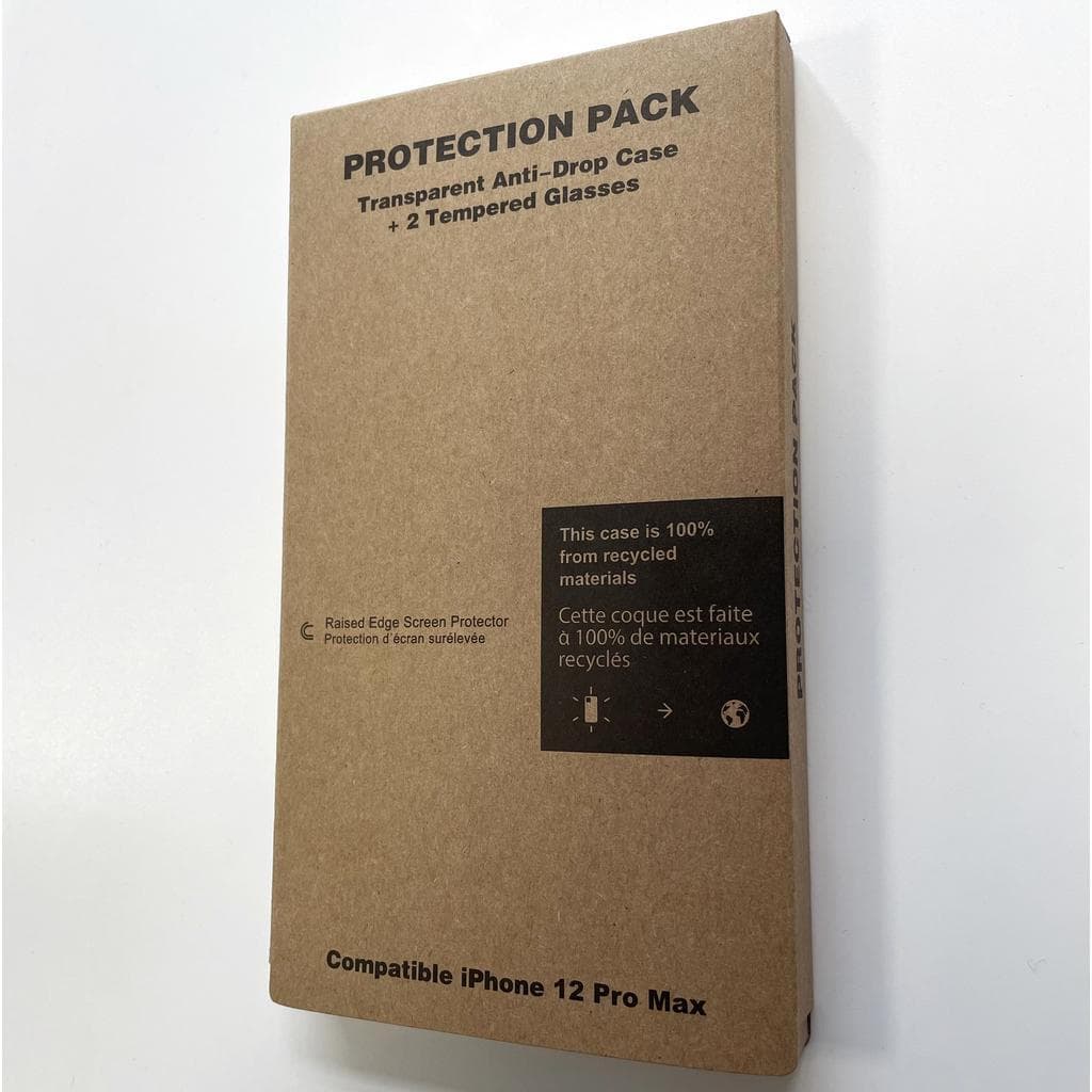 Case iPhone 12 Pro Max and 2 protective screens - Recycled plastic - Transparent