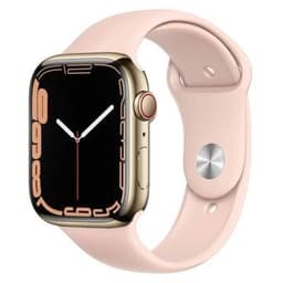 Apple Watch Series 7 (2021) GPS + Cellular 45 mm - Stainless steel Gold - Sport band Pink