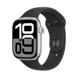 Apple Watch Series 10 (2024) GPS + Cellular 46 mm - Aluminium Silver - Sport band Black