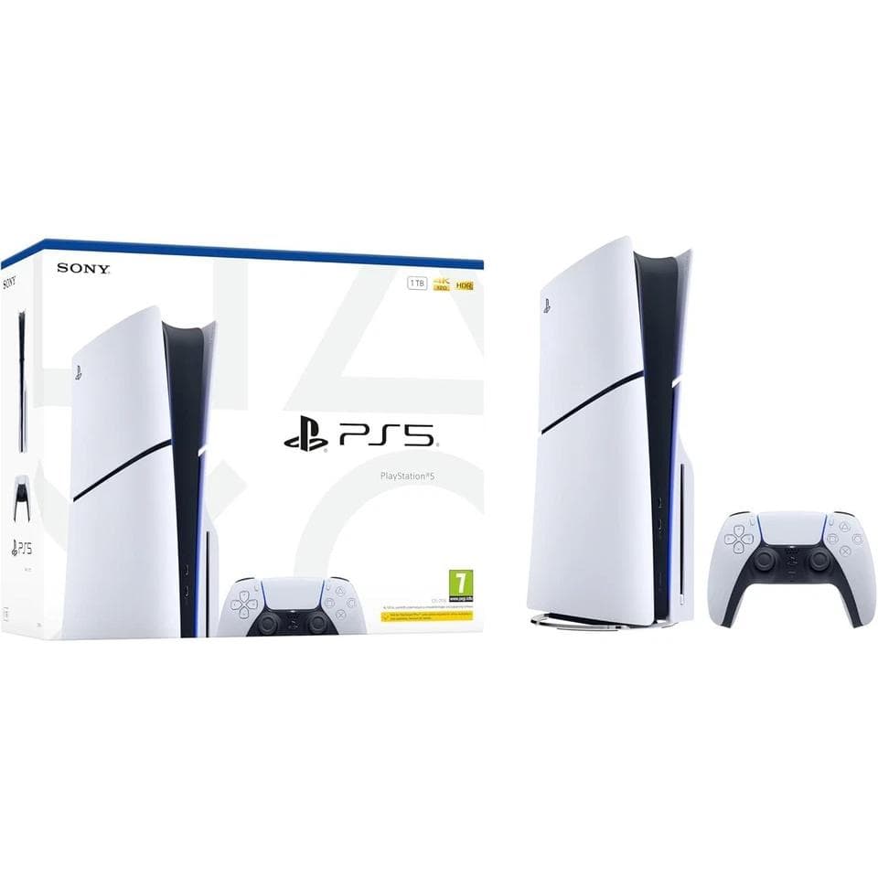 PlayStation 5 1000GB - White Sony PS5 Disc Edition 1TB Console 4K Gaming Ultra HD Blu-Ray Wi-Fi + No