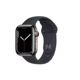 Apple Watch (Series 7) 2021 GPS + Cellular 45 - Stainless steel Graphite - Sport band Black
