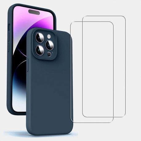 Case iPhone 14 Pro and 2 protective screens - TPU - Blue