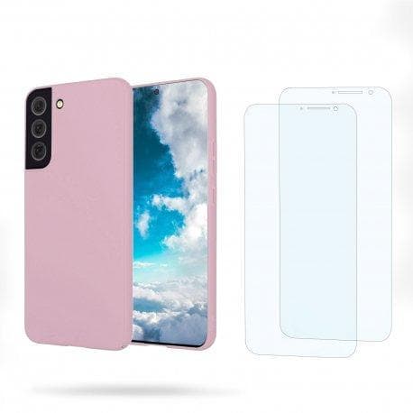 Case Galaxy S22 5G and 2 protective screens - Silicone - Pink