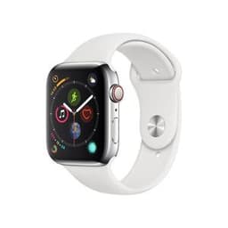 Apple Watch (Series 4) 2018 GPS + Cellular 44 - Stainless steel Silver - Sport band White