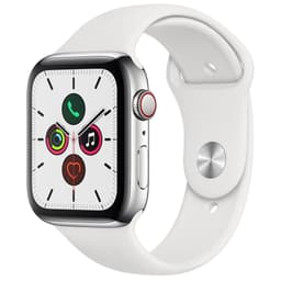 Apple Watch Series 5 (2019) GPS + Cellular 40 mm - Stainless steel Silver - Sport band White