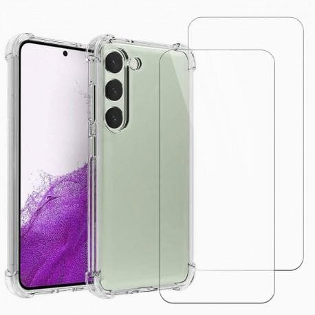 Case Galaxy S23 FE and 2 protective screens - TPU - Transparent