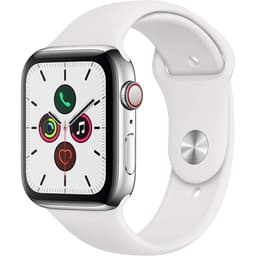 Apple Watch Series 5 (2019) GPS + Cellular 44 mm - Stainless steel Silver - Sport band White