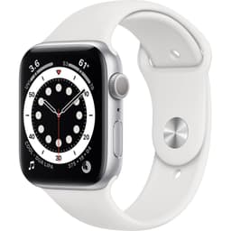 Apple Watch Series 6 (2020) GPS + Cellular 44 mm - Stainless steel Silver - Sport band White