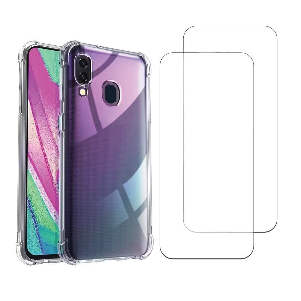 Case Galaxy A40 and 2 protective screens - TPU - Transparent