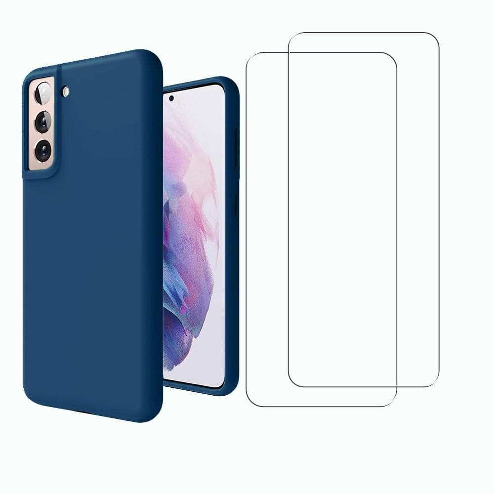 Case Galaxy S21 FE 5G and 2 protective screens - Silicone - Blue