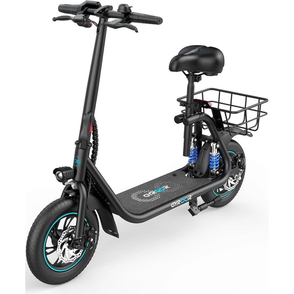 Gyroor C1 Electric Scooter for Adults with Seat, 20/25 Miles Range 450W - BLACK