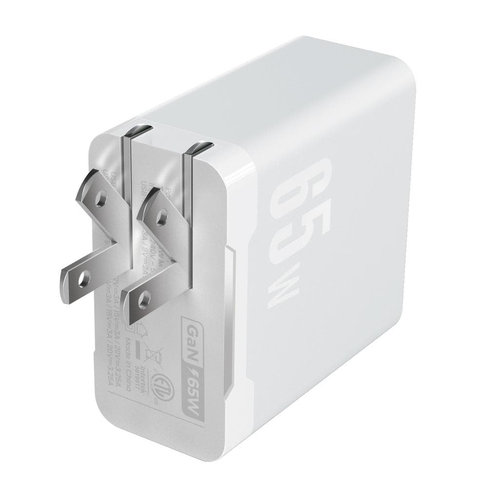 Powerp 65W Triple Port GAN Charger 2 USB-C , 1 USB-A Smartphone Accessories