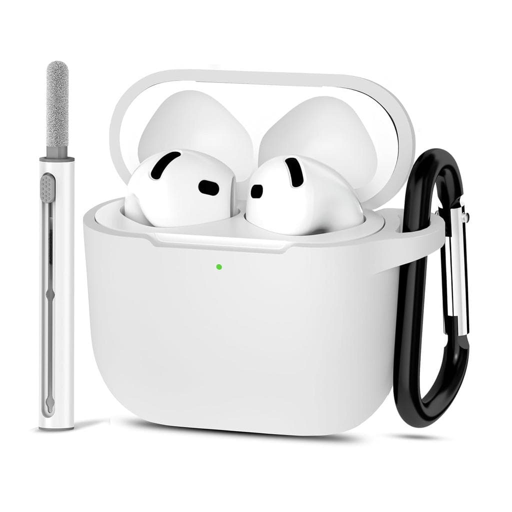 White Silicone Case Cover for AirPods 4th Generation
