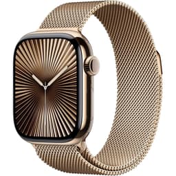 Apple Watch Series 10 (2024) GPS + Cellular 42 mm - Titanium Gold - Milanese loop Gold