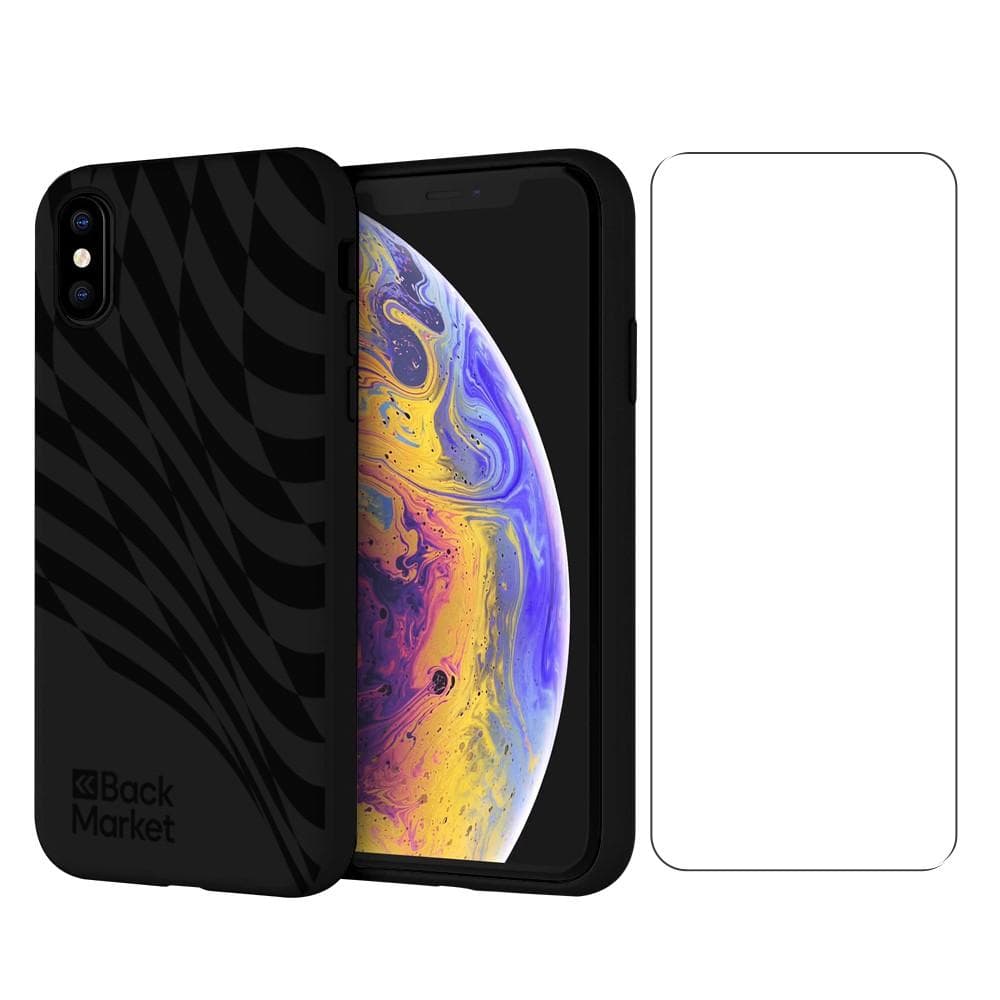 Back Market Case iPhone X/XS and protective screen - 100% Biodegradable - Black Wave