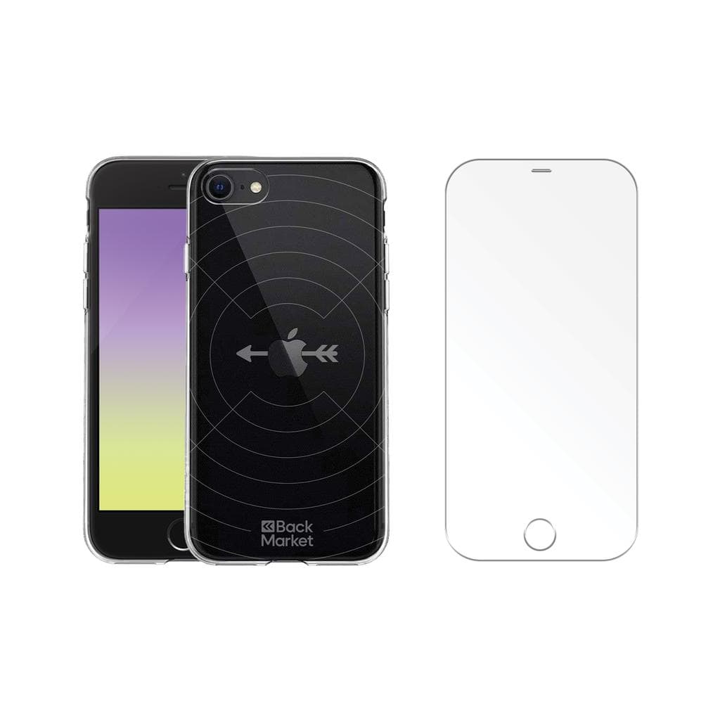 Back Market Case SE 2020/2022 and protective screen - GRS 4.0 Recycled plastic - Transparent