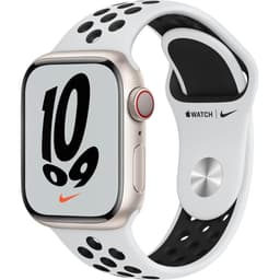 Apple Watch Series 7 (2021) GPS + Cellular 45 mm - Aluminium Starlight - Nike Sport band White/Black