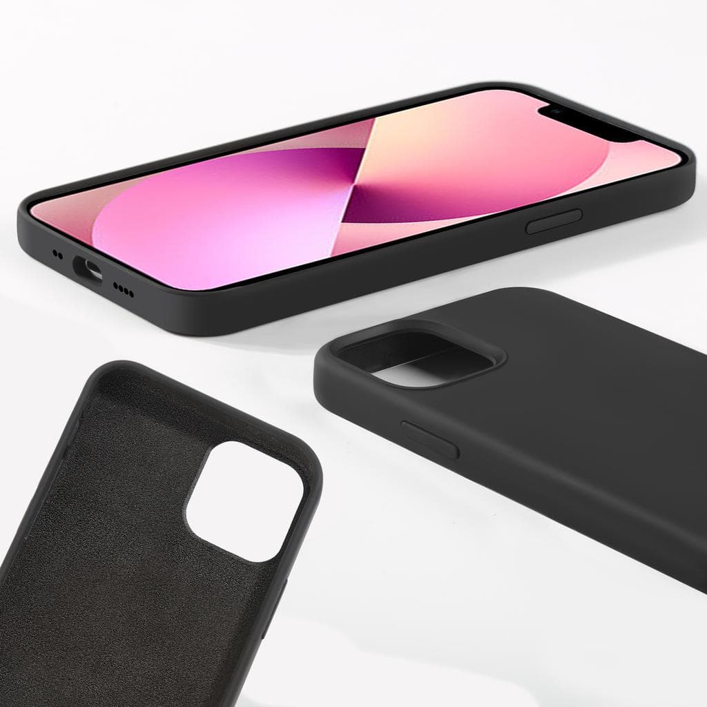 iPhone 13 mini case and 2 protective screens - Silicone - Black