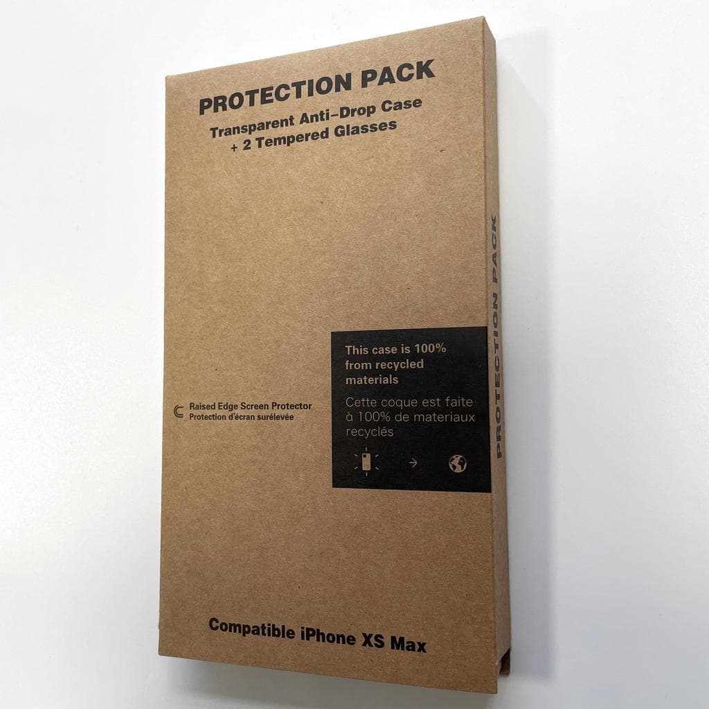 iPhone XS Max case and 2 protective screens - Recycled plastic - Transparent