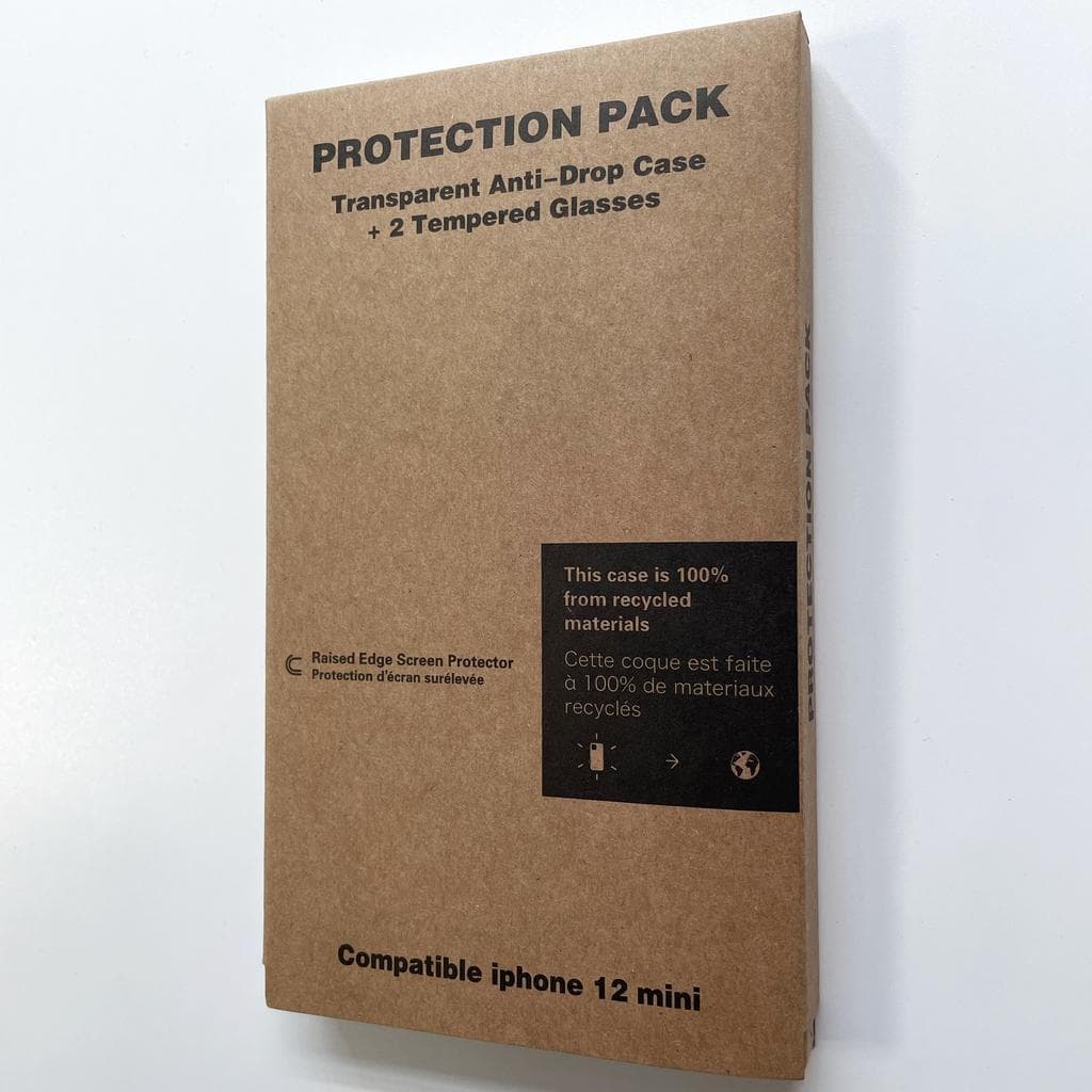 iPhone 12 mini case and 2 protective screens - Recycled plastic - Transparent