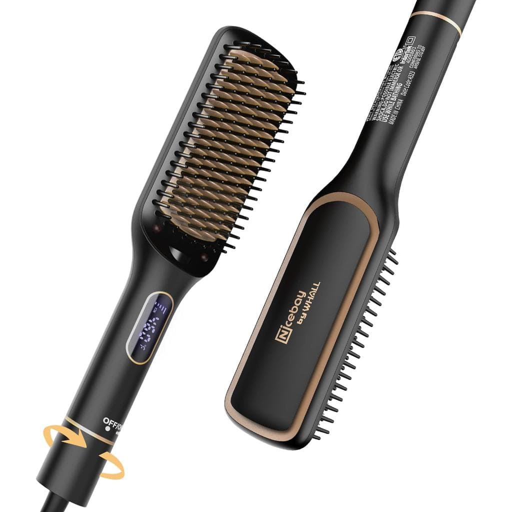 Nicebay Hair Straightener Brush - Black Hair straightener