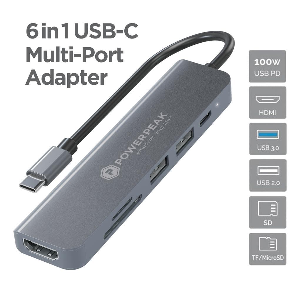 Powerpeak 6-in-1 USB Hub Hub