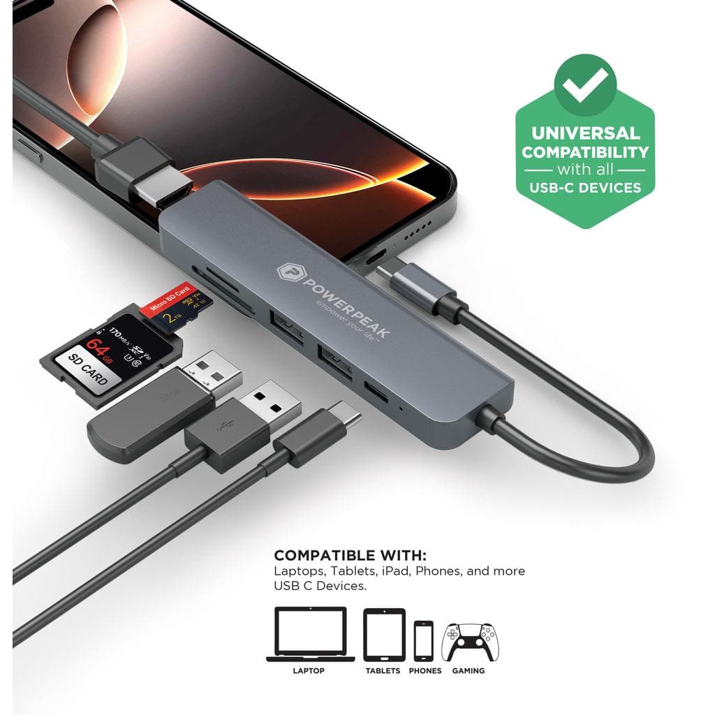 Powerpeak 6-in-1 USB Hub Hub