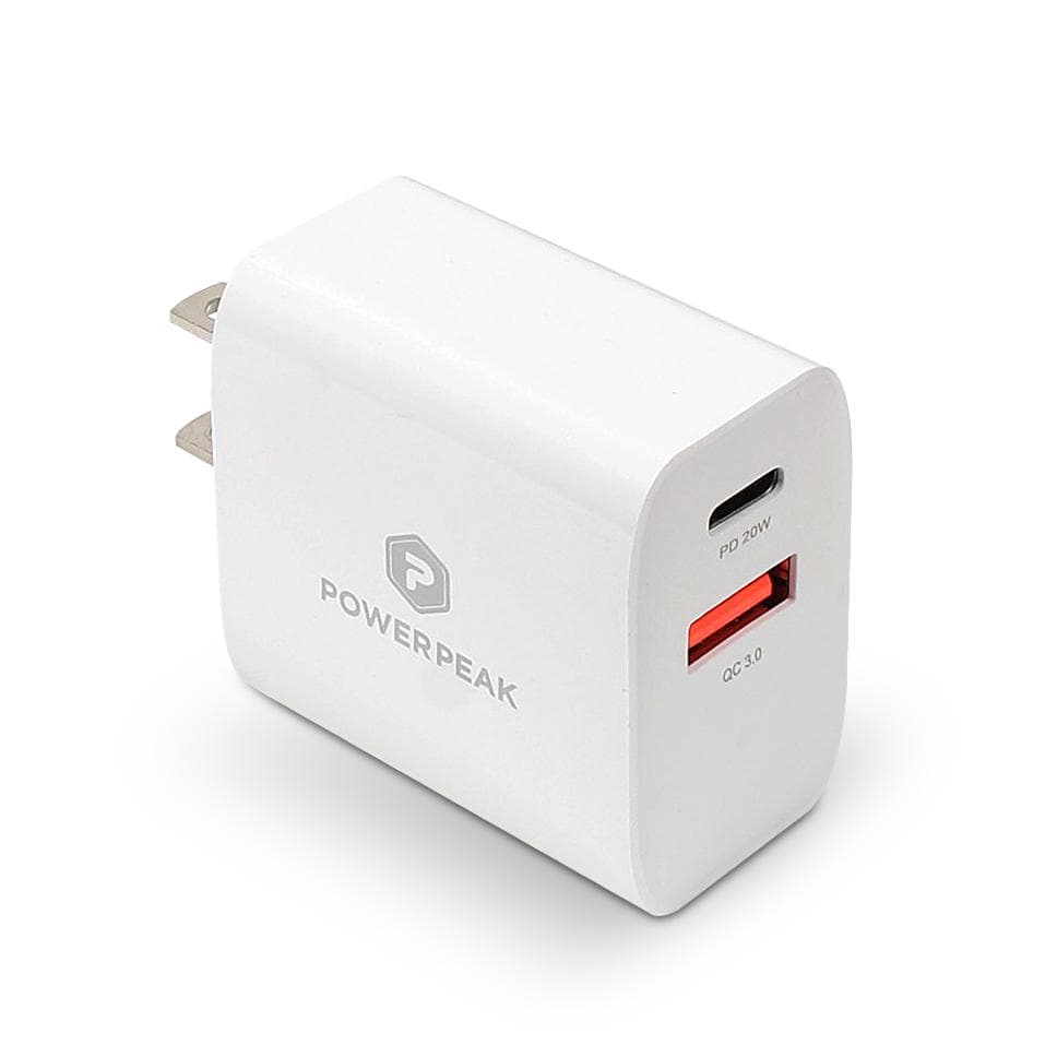 Powerp Dual Port PD Fast Charge Wall Charger With USB-C To Lightning Charge Smartphone Accessories