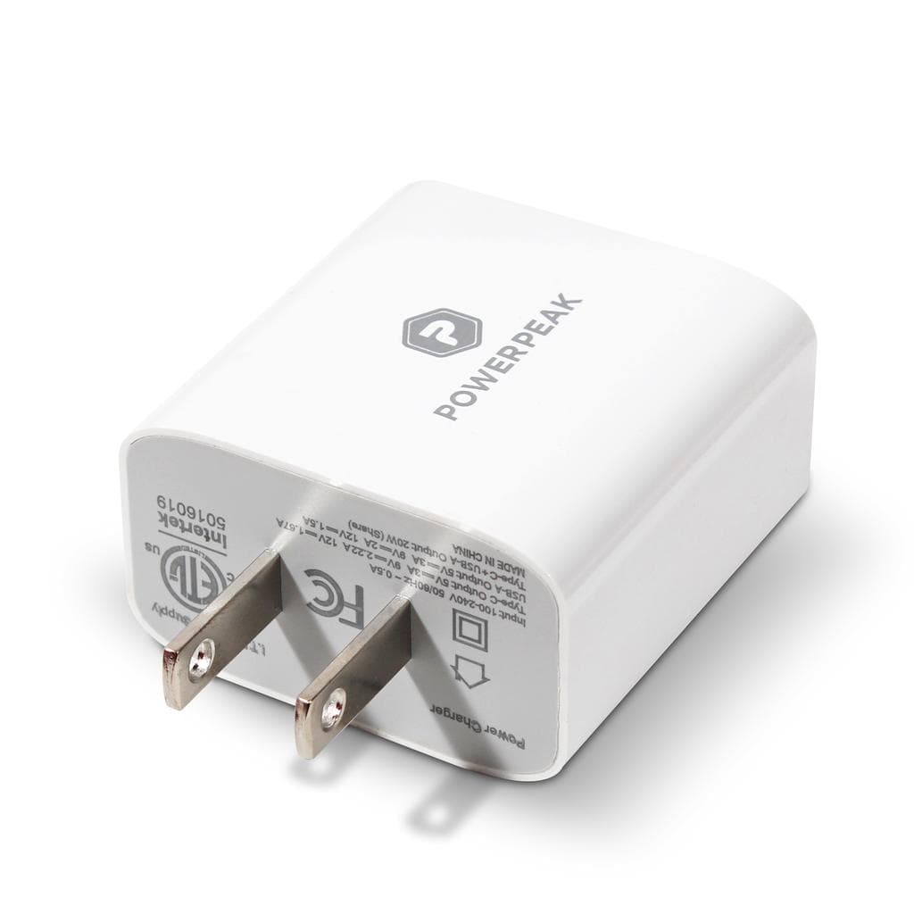 Powerp Dual Port PD Fast Charge Wall Charger With USB-C To Lightning Charge Smartphone Accessories