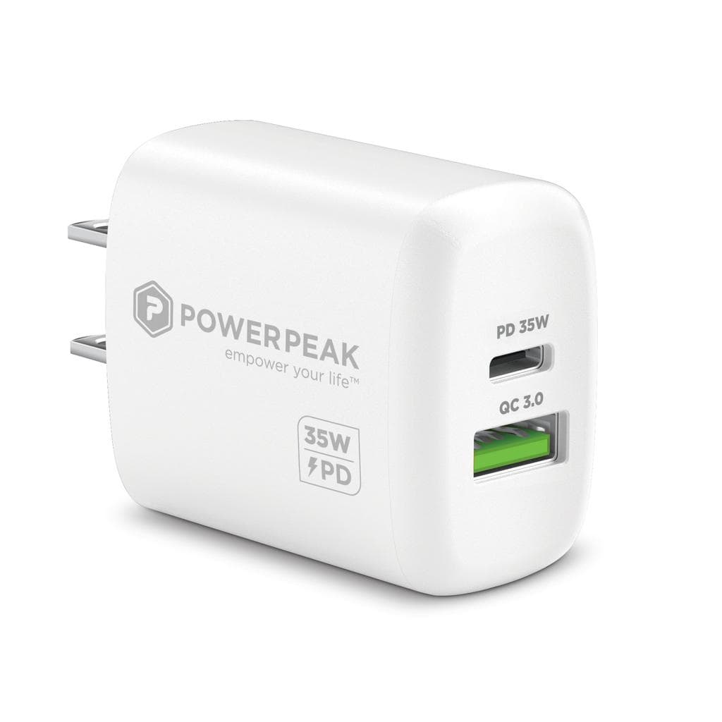 Powerp Dual Port PD Fast Charge Wall Charger With USB-C To Lightning Charge Smartphone Accessories