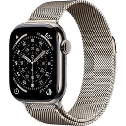 Apple Watch Series 11 (2025) GPS + Cellular 42 mm - Titanium Natural - Milanese loop Gold